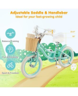 14 Inch Kids Bike Adjustable with Training Wheels for 3-5 Years Old