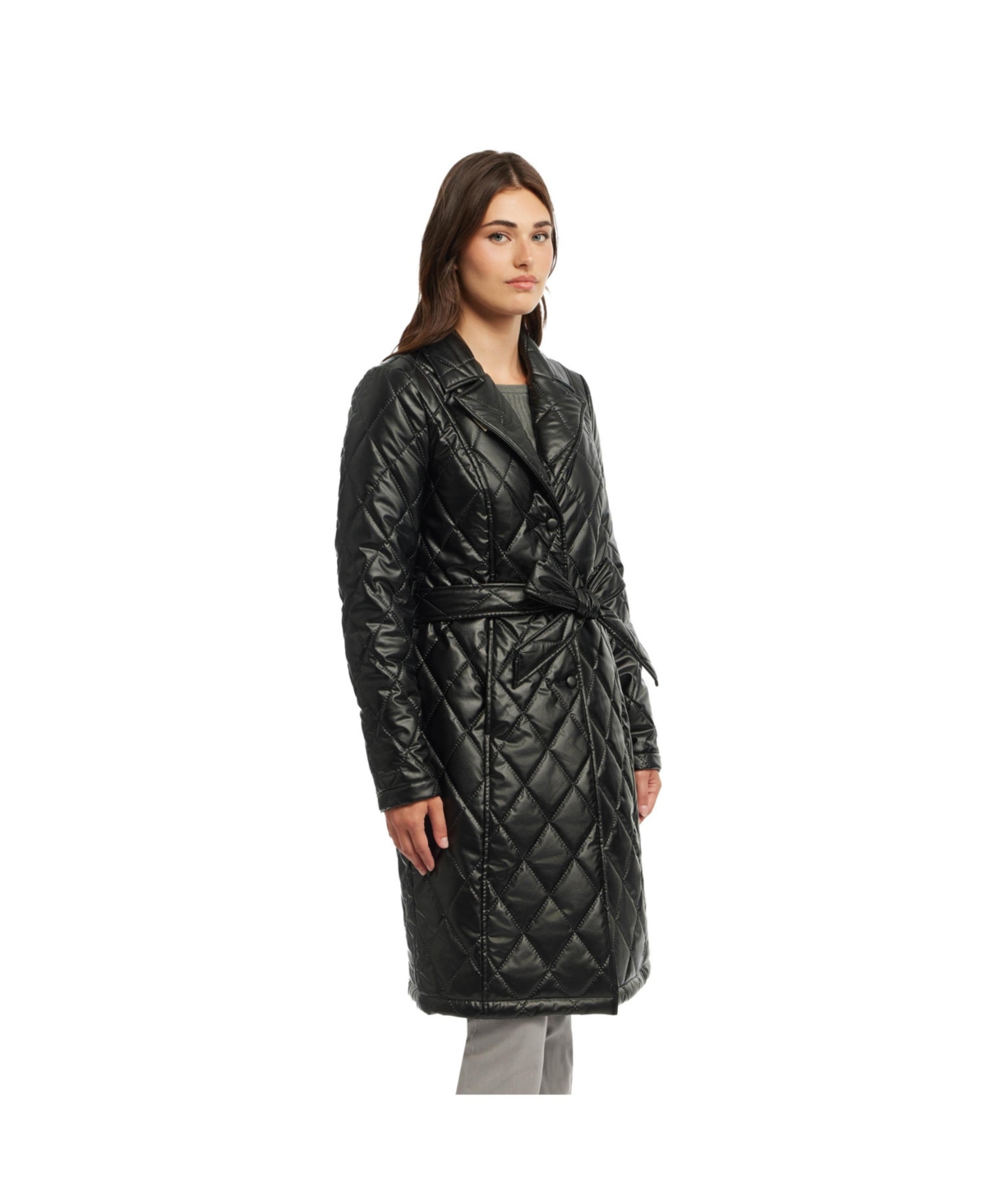 Badgley Mischka Women's Yolanda Diamond Embossed Pu Trench