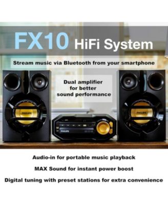 PHILIPS FX10 Bluetooth Stereo System for Home with CD Player , MP3, USB, FM Radio, Bass Reflex Speaker, 230 W, Remote Control Included 並行輸入品 : PHILIPS FX10 - Sistema estéreo Bluetooth para el hogar