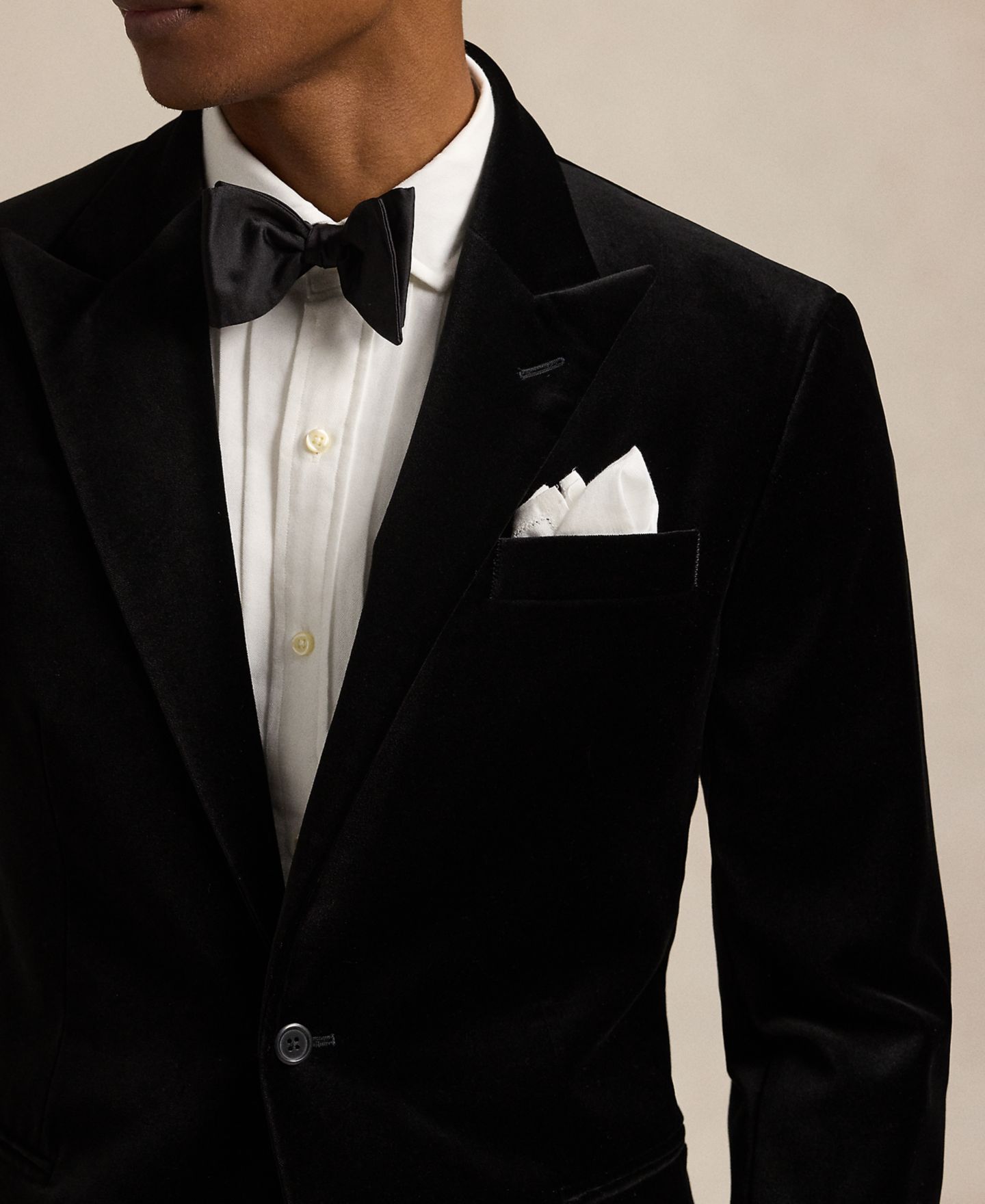 Мужская куртка Polo Ralph Lauren Modern Fit Cotton Velvet Peak-Lapel, цвет: Чёрный — фото 4