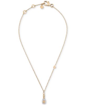 Philipp Plein - Valentine Crystal Charm 17-3/4" Pendant Necklace in Gold Ion-Plated Stainless Steel