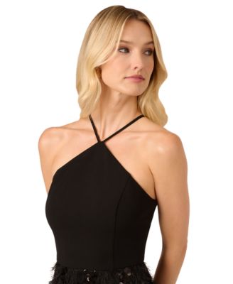 Adrianna Women's Sequin Fringe Halter Sheath Dress