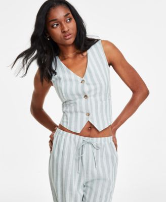 Juniors' Sleeveless Linen Vest