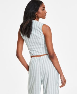 Juniors' Sleeveless Linen Vest