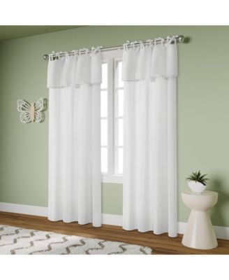 Recycled Cotton Blend Ruffle Tie Top Curtains Pair, Bleached Mauve, 52"×84"