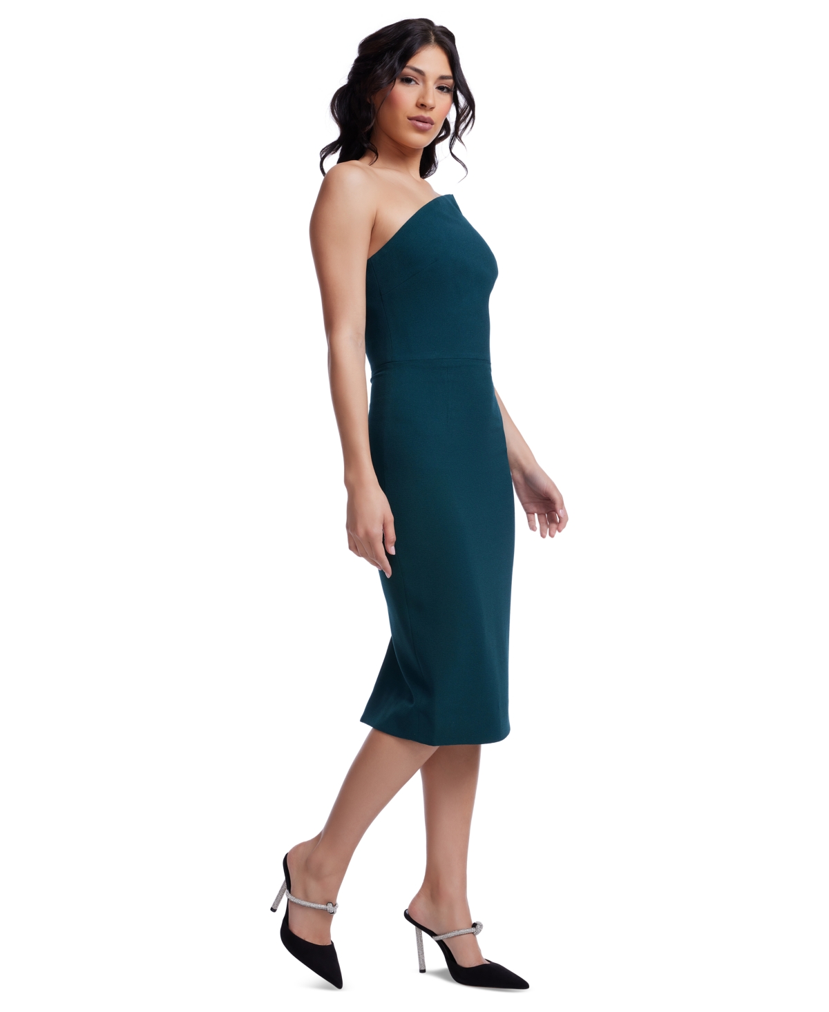 Dress the Population Women's Milan Asymmetric-Neck Fitted Dress