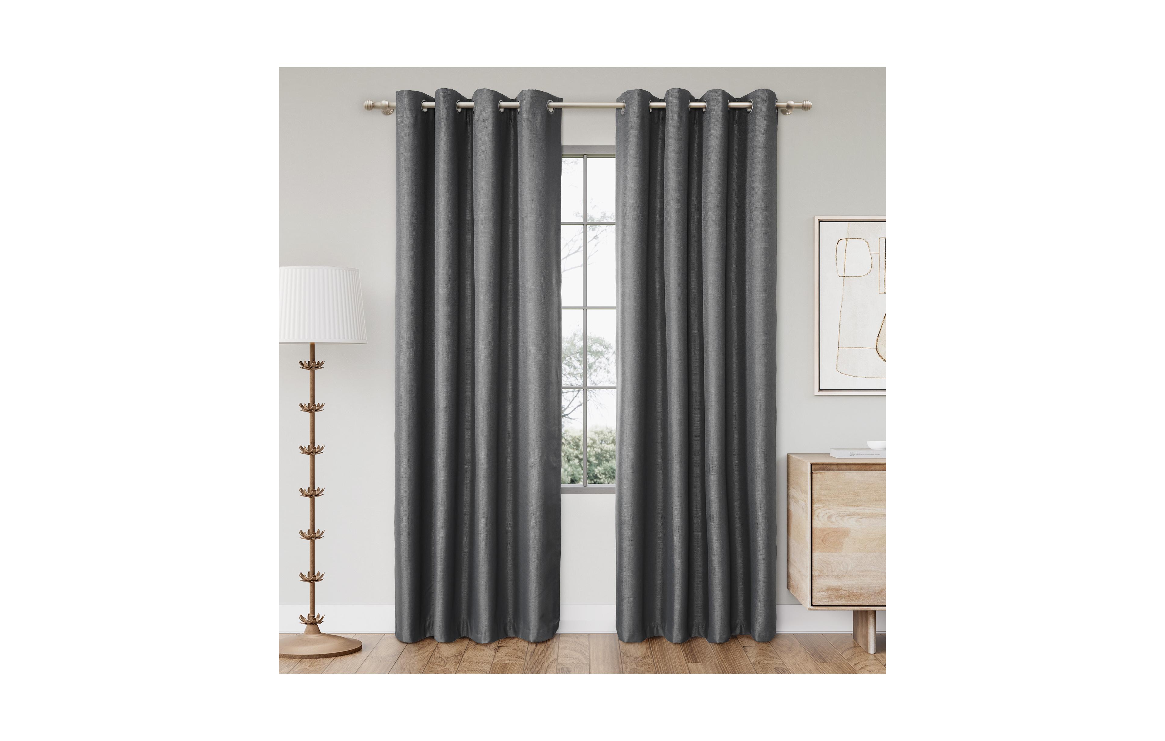 Awesome Home Textured Blackout Grommet Curtains Pair 2 panels