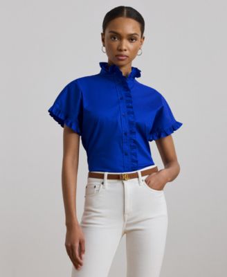 Lauren Ralph Lauren - Women's Ruffle-Trim Short-Sleeve Shirt