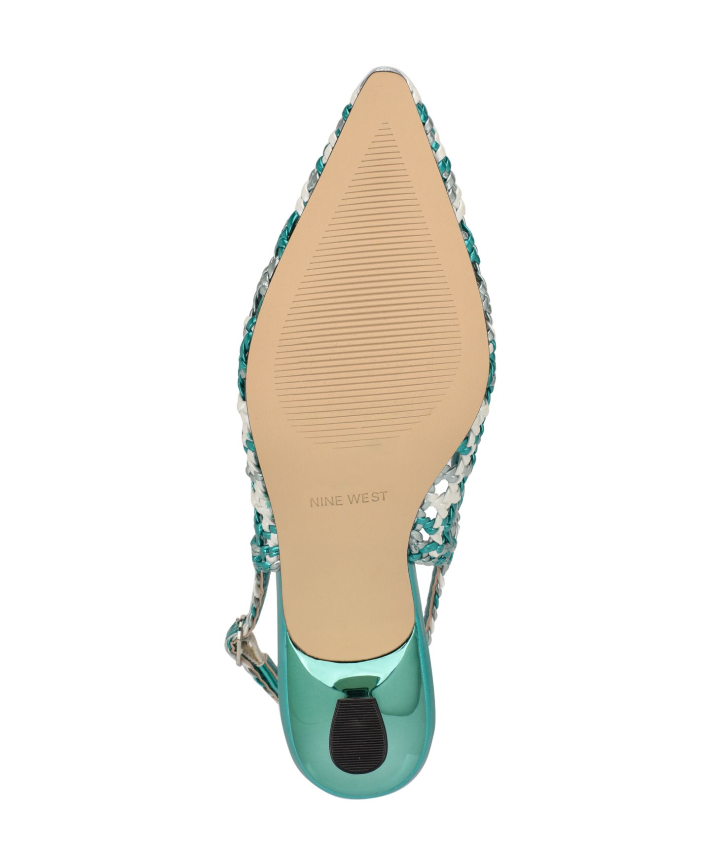 Женские туфли Nine West Madalene Woven Slingback Kitten Heel, цвет: Зелёный разноцветный — фото 5