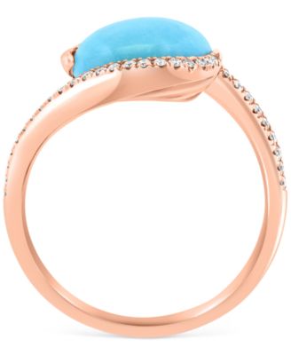 EFFY&reg; Turquoise & Diamond (1/6 ct. t.w.) Statement Ring in 14k Rose Gold