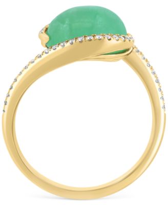 EFFY&reg; Dyed Jade (3-3/4 ct. t.w.) & Diamond (1/6 ct. t.w.) Statement Ring in 14k Yellow Gold