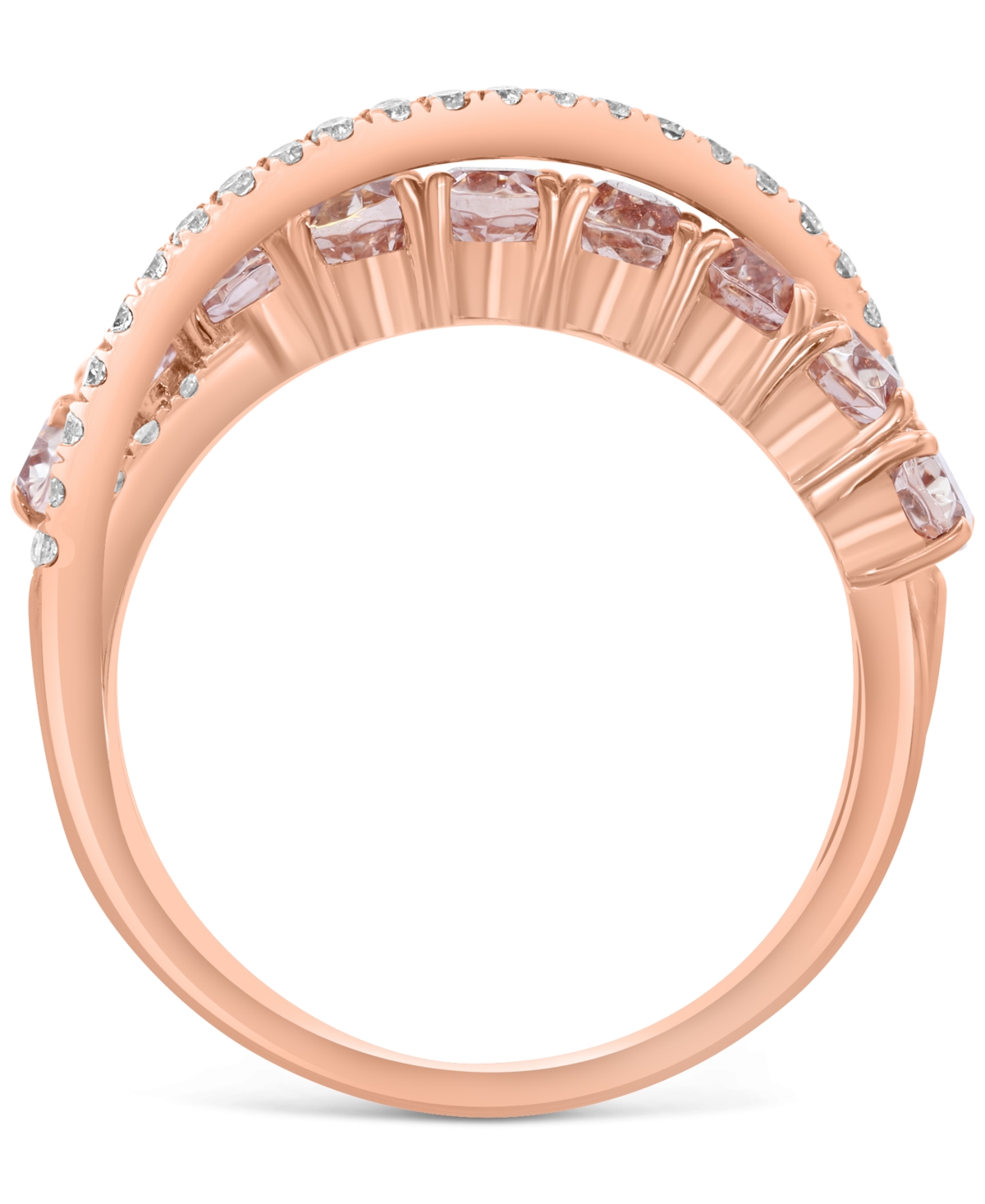 EFFY COLLECTION EFFY MORGANITE (2-1/10 CT. T.W.) & DIAMOND (1/4 CT. T.W) CRISSCROSS STATEMENT RING IN 14K ROSE GOLD 