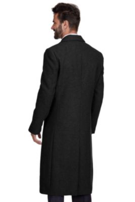 Big & Tall Double-Breasted Knee Length Wool Blend Three Button Long Overcoat Top Coat