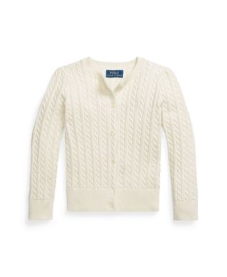Girls 2T-6X Metallic Cable Cotton-Blend Cardigan Sweater