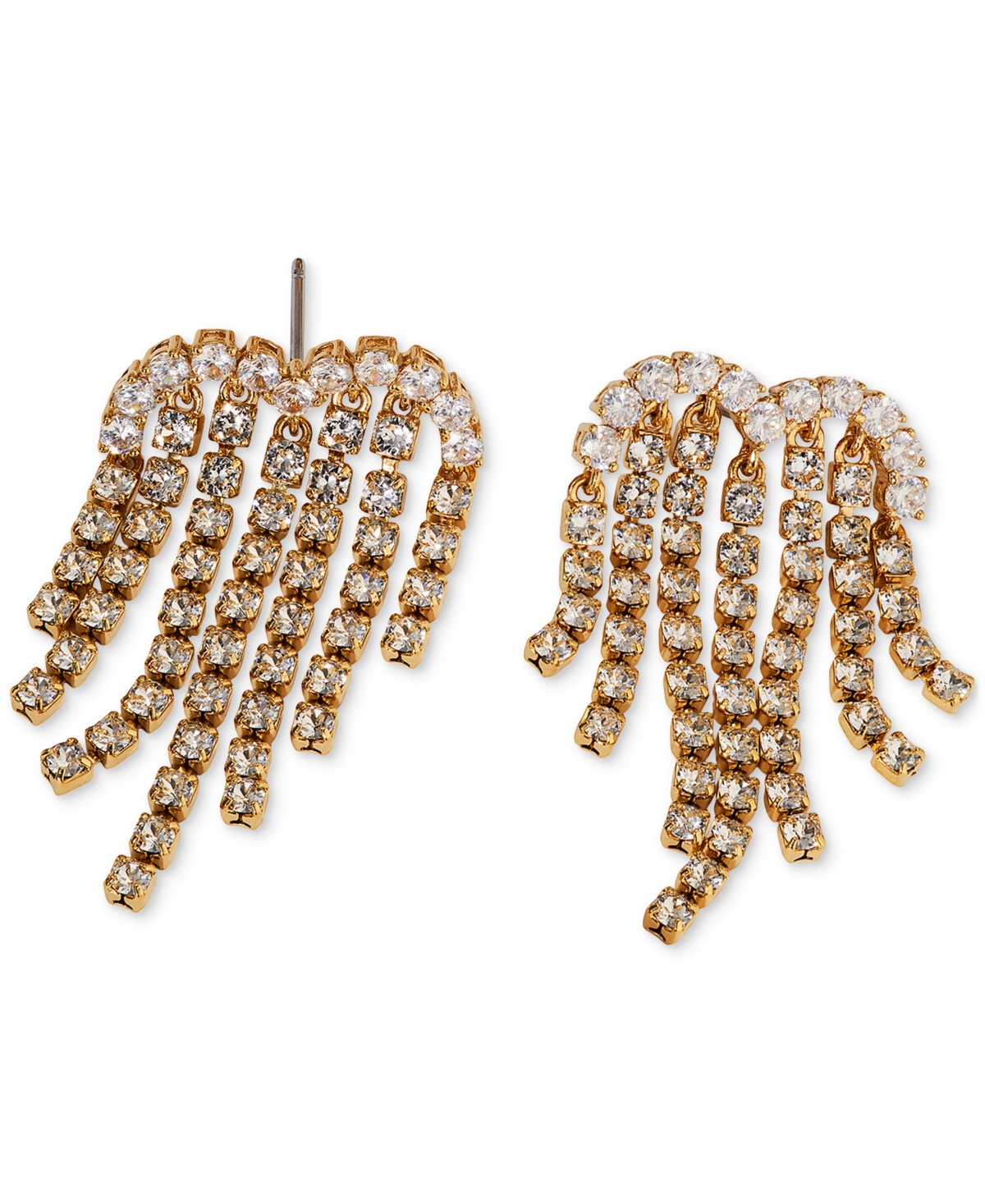 Ajoa Cubic Zirconia Heart Fringe Chandelier Drop Earrings In Gold
