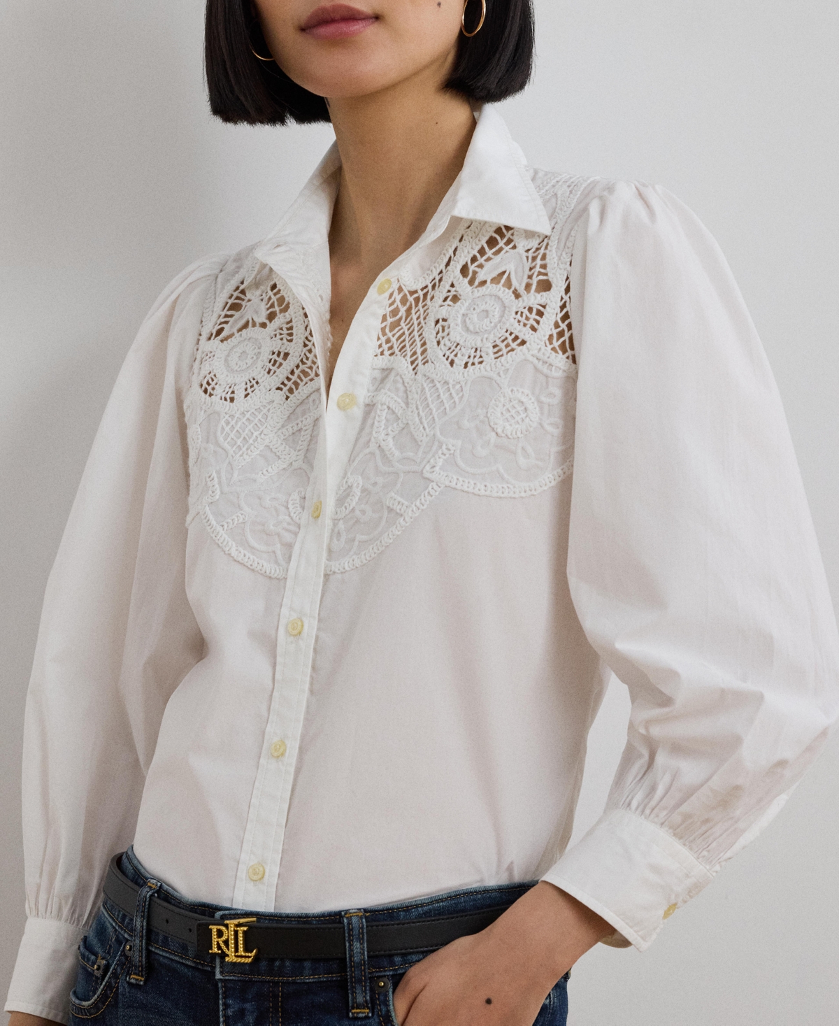 Lauren Ralph Lauren Women's Eyelet Cotton Broadcloth Shirt