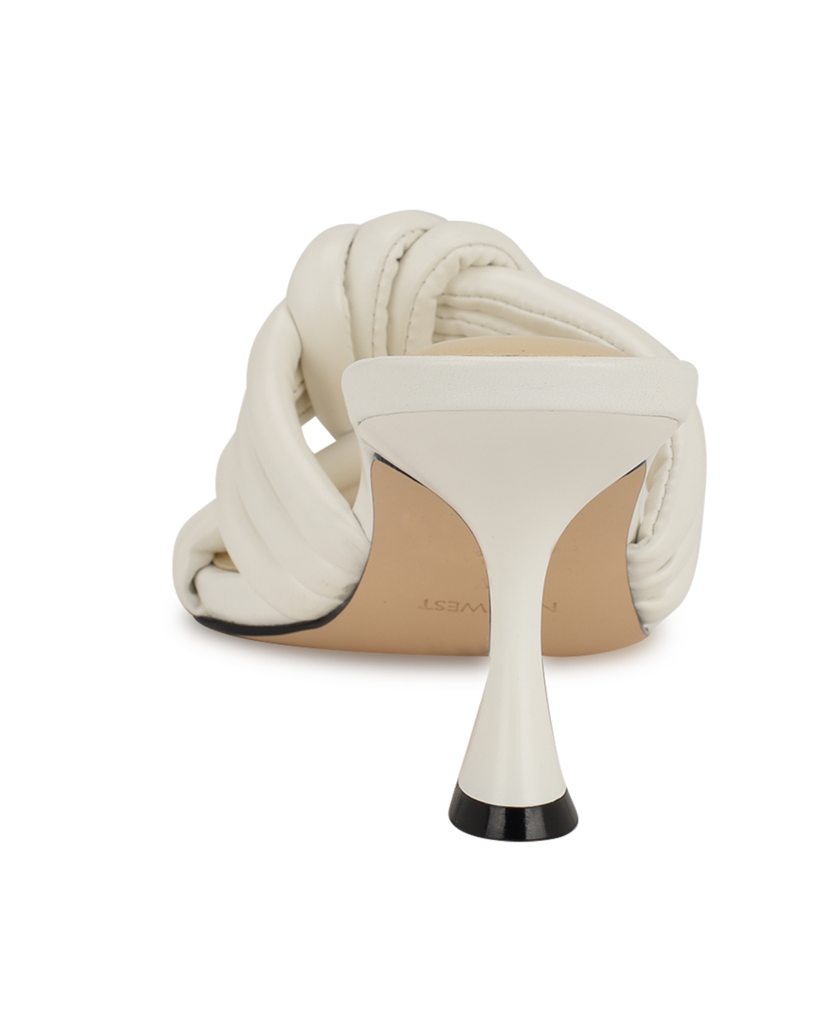 Nine West Women's Norene Slip On Tapered Heel Dress Sandals In White Patent