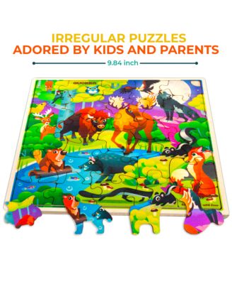 28 Pieces Wooden Toddlers Puzzles for Ages 3-5 – Animal Toys