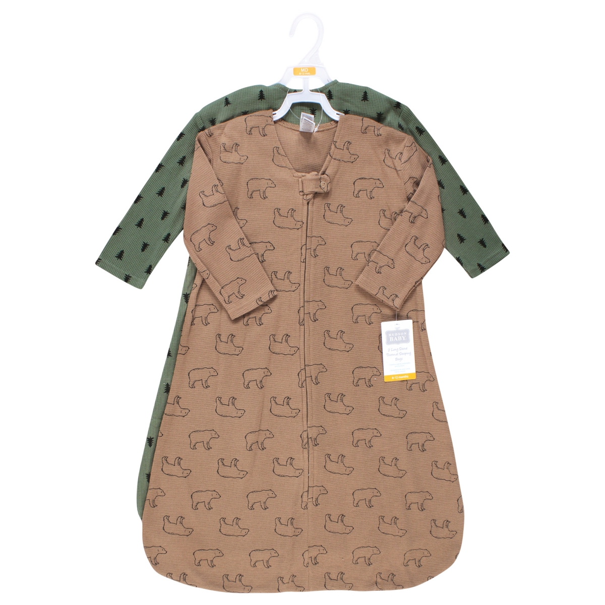 Hudson Baby Boys Cozy Full-Arm Thermal Sleep Sacks 2-Pack