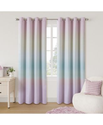 Blackout Grommet Taylor Ombre Curtains Pair, Rainbow, 52"×63"