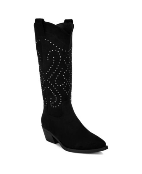 Женские ботинки Rag & Co Lariat Studs Embellished Cowboy, цвет: Чёрный