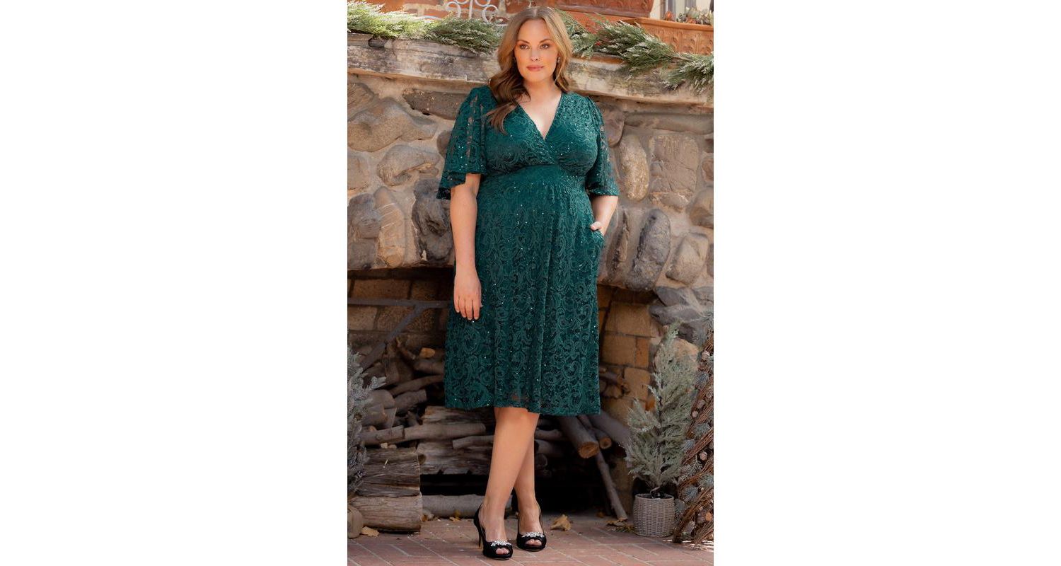 Plus Size Starry Sequin Lace Cocktail Dress
