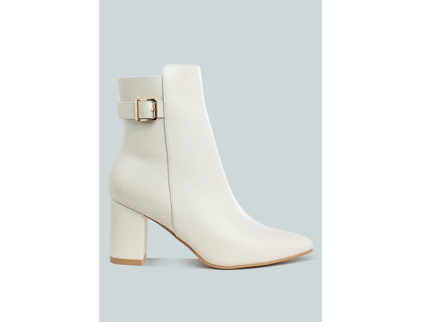 Женские ботинки London Rag Conchos Belt Detail Block Heel, цвет: Чёрный гладкий — фото 3