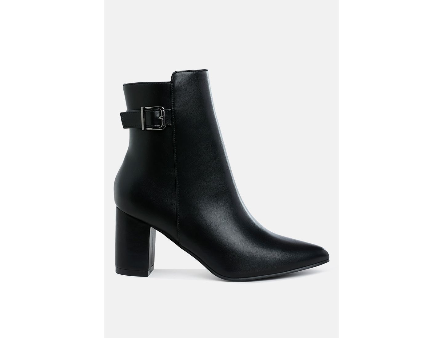 Женские ботинки London Rag Conchos Belt Detail Block Heel, цвет: Чёрный гладкий — фото 1