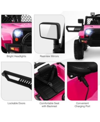 12V Kids Ride On Truck with Remote Control and Headlights-Pink