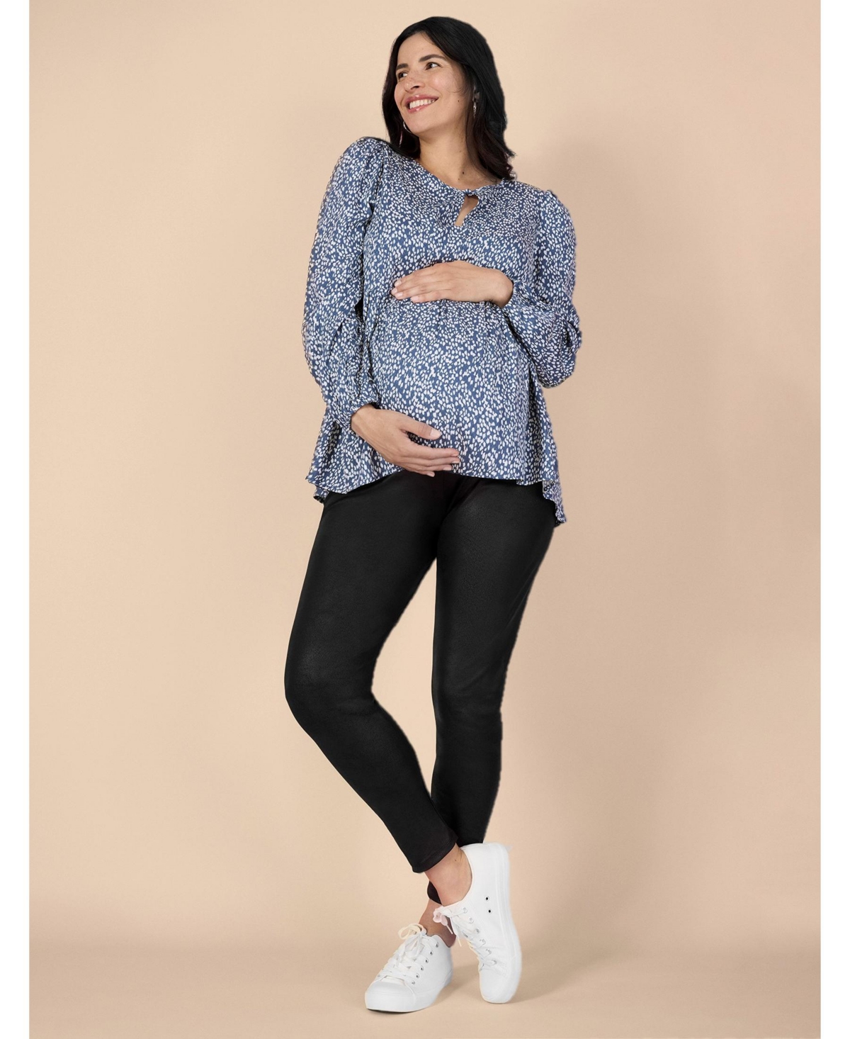 Motherhood Maternity Maternity Long Sleeve Empire Waist Keyhole Woven Blouse