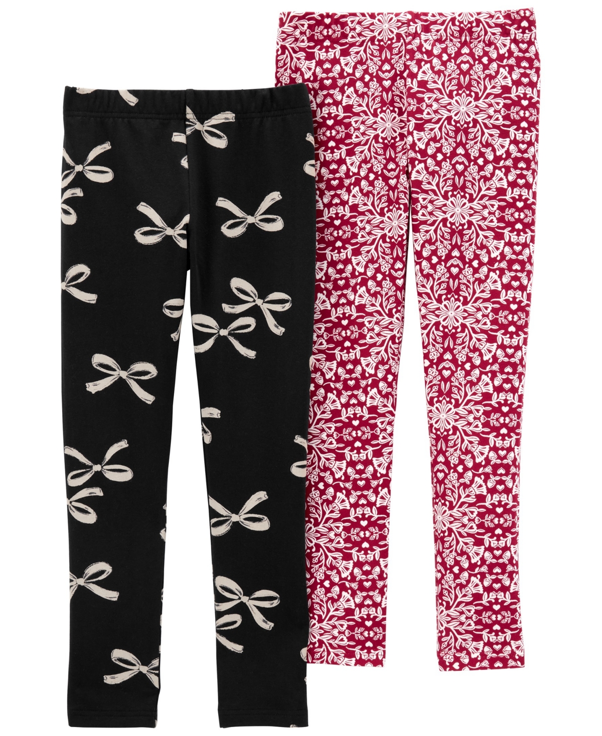 Carter's Big Girls Holiday Printed Leggings, 2 Pack -Red