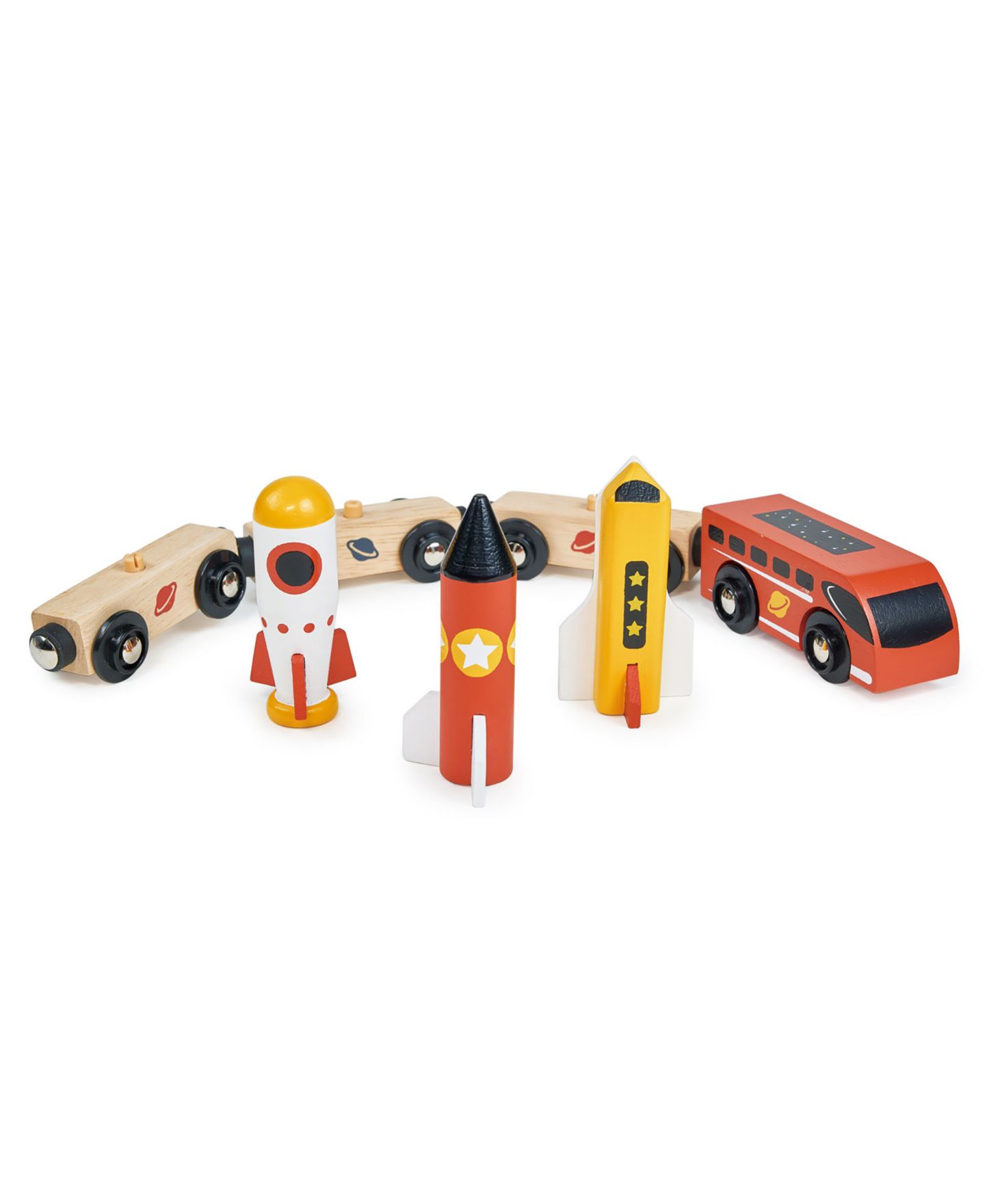 Детские игрушки Mentari Toys Adventure Trains Magnetic Wooden Train Set, 4-Piece Set — фото 4