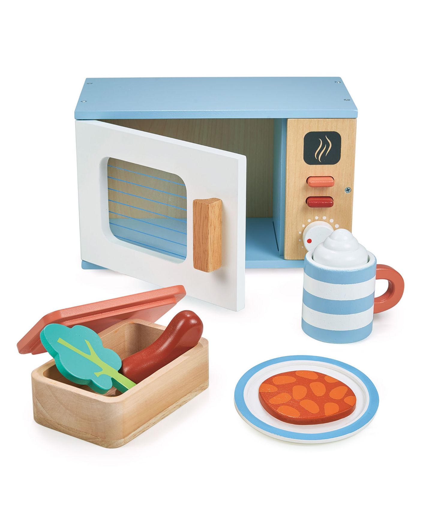 Детские игрушки Mentari Toys Wooden 9-Piece Toy Microwave Set, Ages 3+ — фото 2