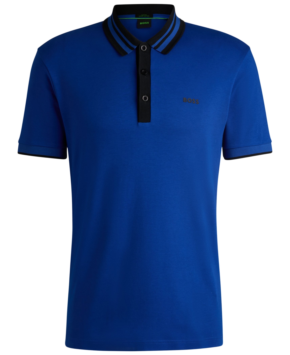Shop Hugo Boss Boss By  Men's Slim-fit Striped-collar Polo In Open Blue