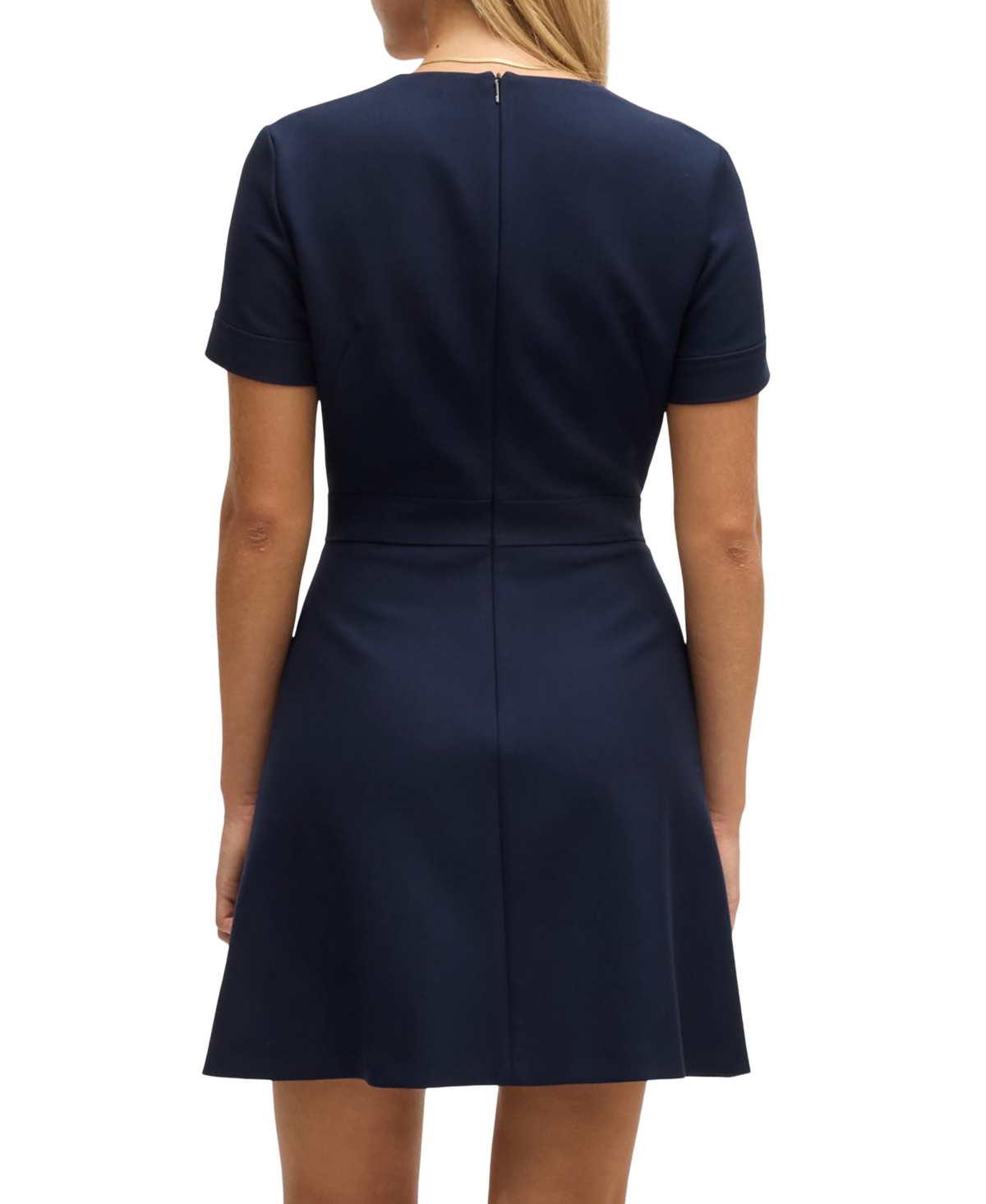 Hugo Boss Boss By  Women's V-neck Business Dress In Dark Blue