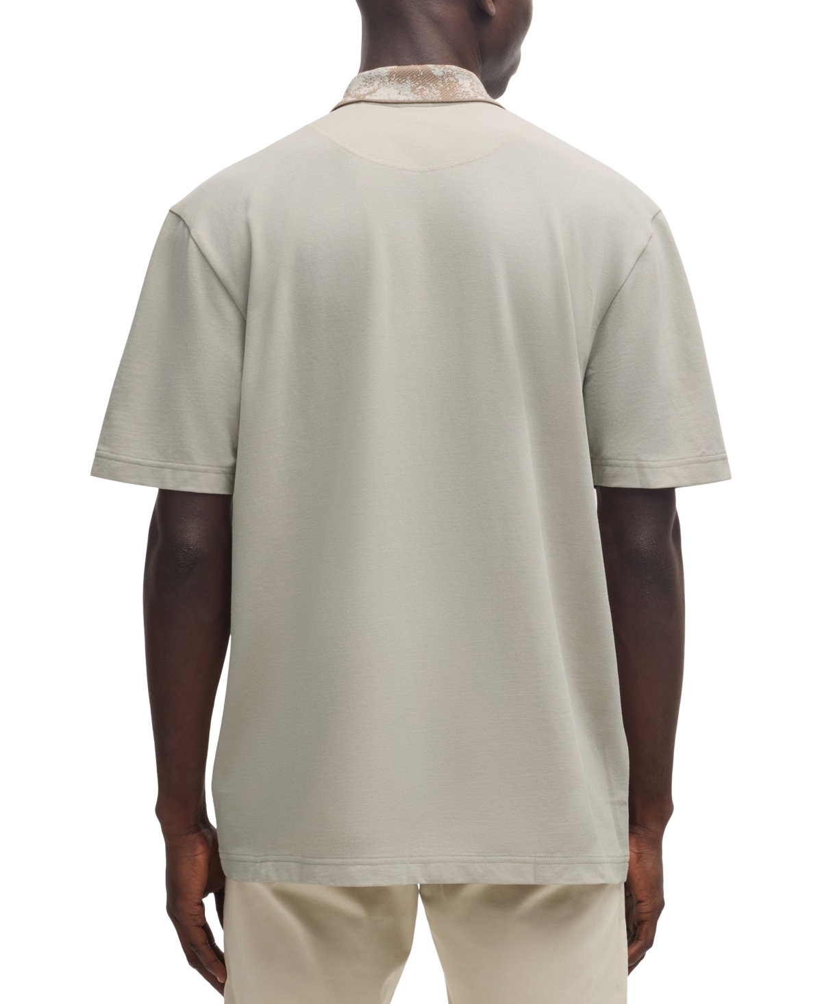 Shop Hugo Boss Boss By  Men's Jungle-artwork Pique Polo In Open Beige