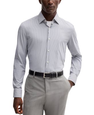 Men's Striped Slim-Fit Performance-Stretch Shirt