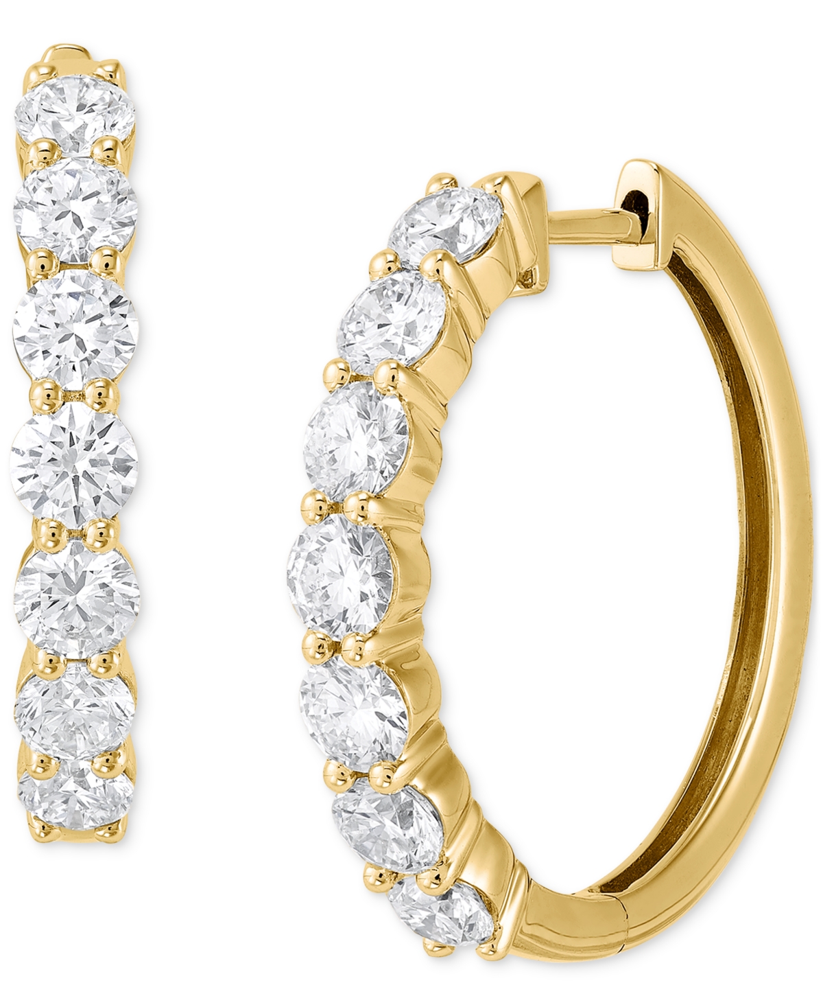 Grown With Love Lab Grown Diamond Small Hoop Earrings (2 Ct. T.w.) In 14k White Or Yellow Gold In Yellow Gold