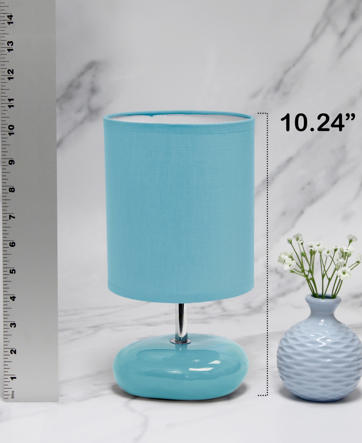 Creekwood Home 10.24" Traditional Mini Round Rock Table Lamp 2 Pack Set In Blue