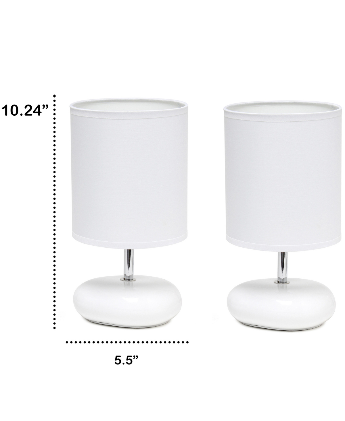 Creekwood Home 10.24" Traditional Mini Round Rock Table Lamp 2 Pack Set In White