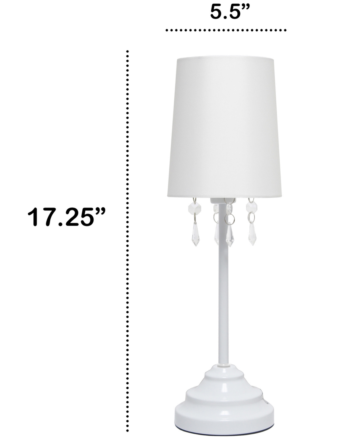 Creekwood Home 17.25" Contemporary Crystal Droplet Table Lamp In White