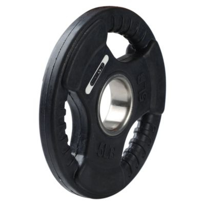 5 Pound Olympic Rubber Coated Weight Plate with Handle, Black (2 Pack)