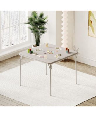 Folding Table, 33.6 Inch Folding Card Table, Portable Square Folding Table with Pu Soft Cushion,2 chairs