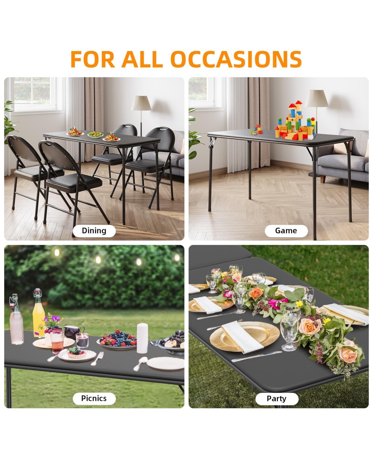 gaomon 5-Piece Card Table Set,Folding Card Table and Chair Set of 5 Portable with Padded Tabletop