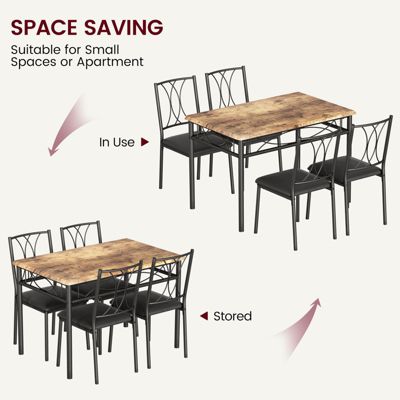 MDF Dining Table Set for 4, Kitchen Table and 4 Upholstered Chairs,Kitchen Table Set