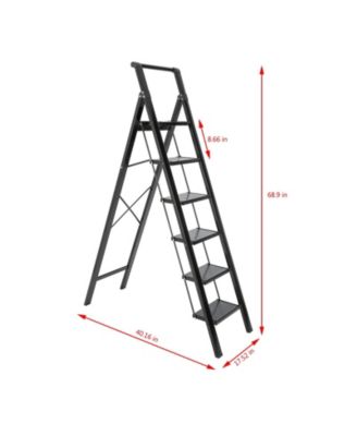 5 Step Stool Folding Step Stool with Handrails,  Gorilla Ladders 500LBS Capacity Sturdy& Portable Ladder