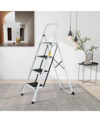 4 Step Ladder Folding Step Stool , Lightweight Step Stools for Adults with Anti-Slip Pedal, Portable Steel Handrails Step Ladder Withstanding 330 lbs