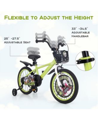 16/18 Inch Kids Bike Adjustable with Detachable Training Wheels for 4-8 Years Old