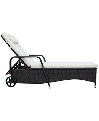Outdoor Recliner Cushioned Chaise Lounge with Adjustable Backrest