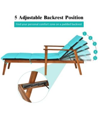 3 Pieces Portable Patio Cushioned Rattan Lounge Chair Set with Folding Table